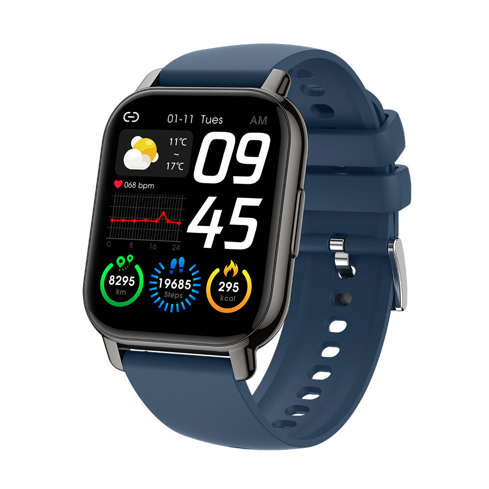 Smart watch with Bluetooth calls, heart rate, blood pressure monitor, and 1.85-inch TFT screen, compatible with iOS.